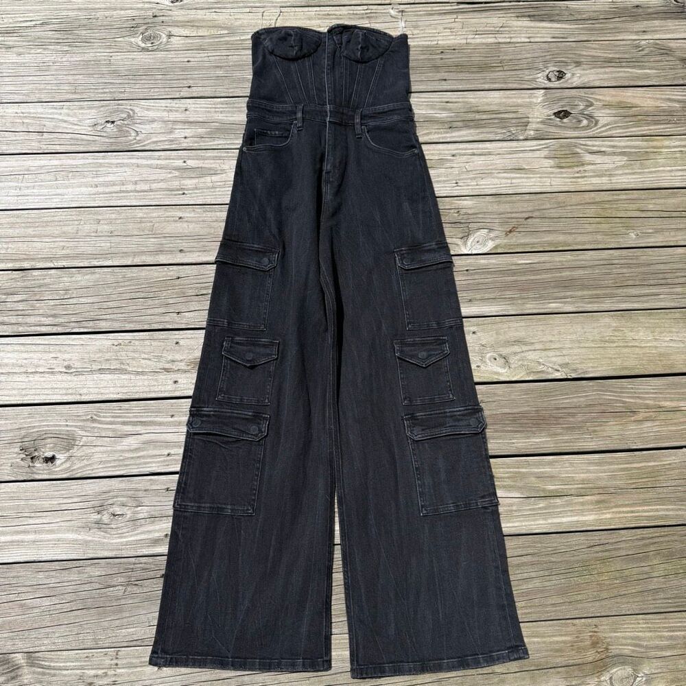 NWT Hudson Jeans Bustier Cargo Jumpsuit Rivera Noir Denim Black - Picture 4 of 8